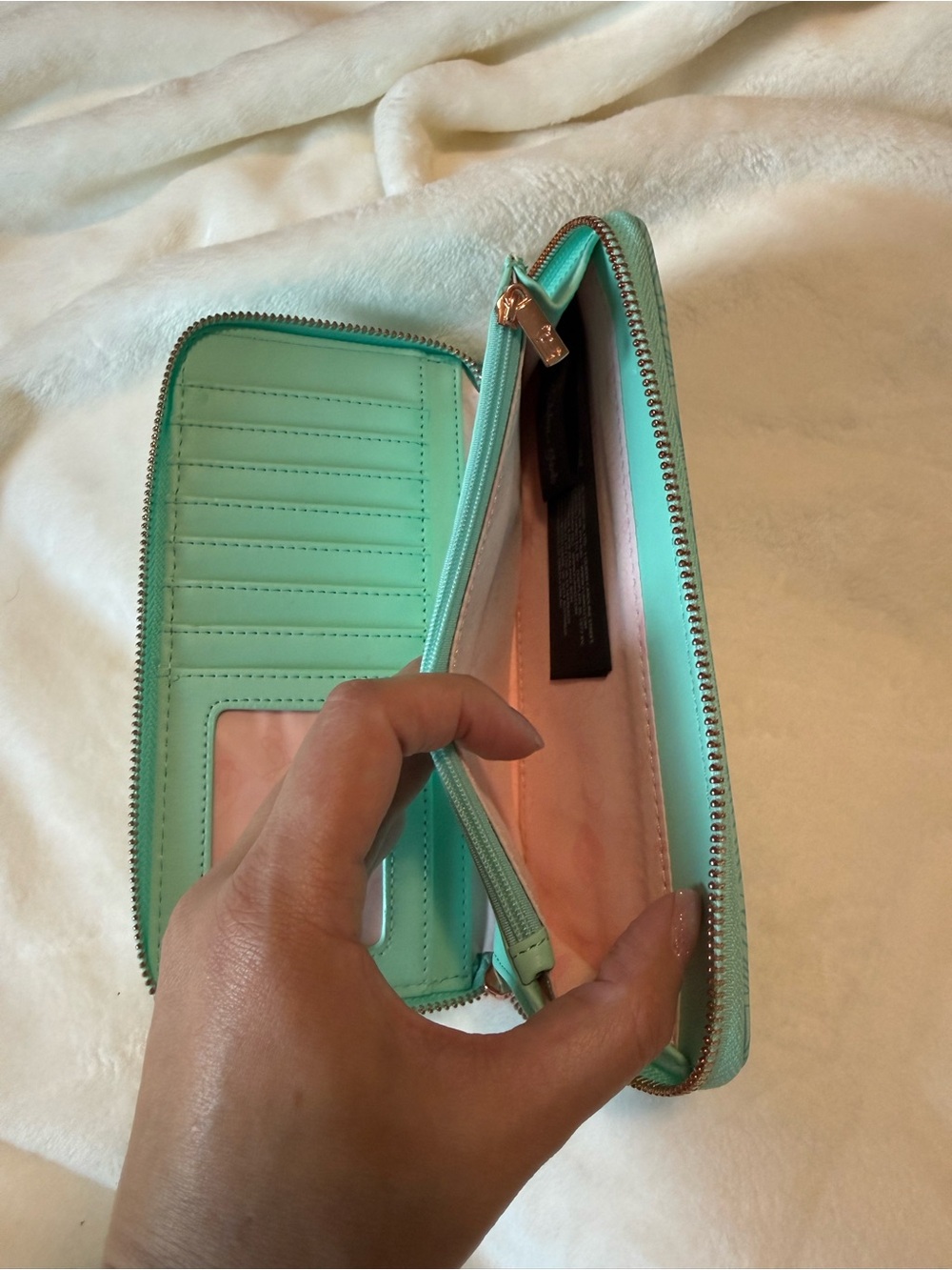 NWOT Loungefly Golden Girls Aqua Embroidered Zip Wallet with Pink Roses - Picture 8 of 11